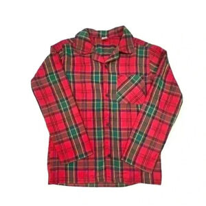 Old Navy Kid's Holiday Red Tartan Pajama Top SIZE-L (10-12)